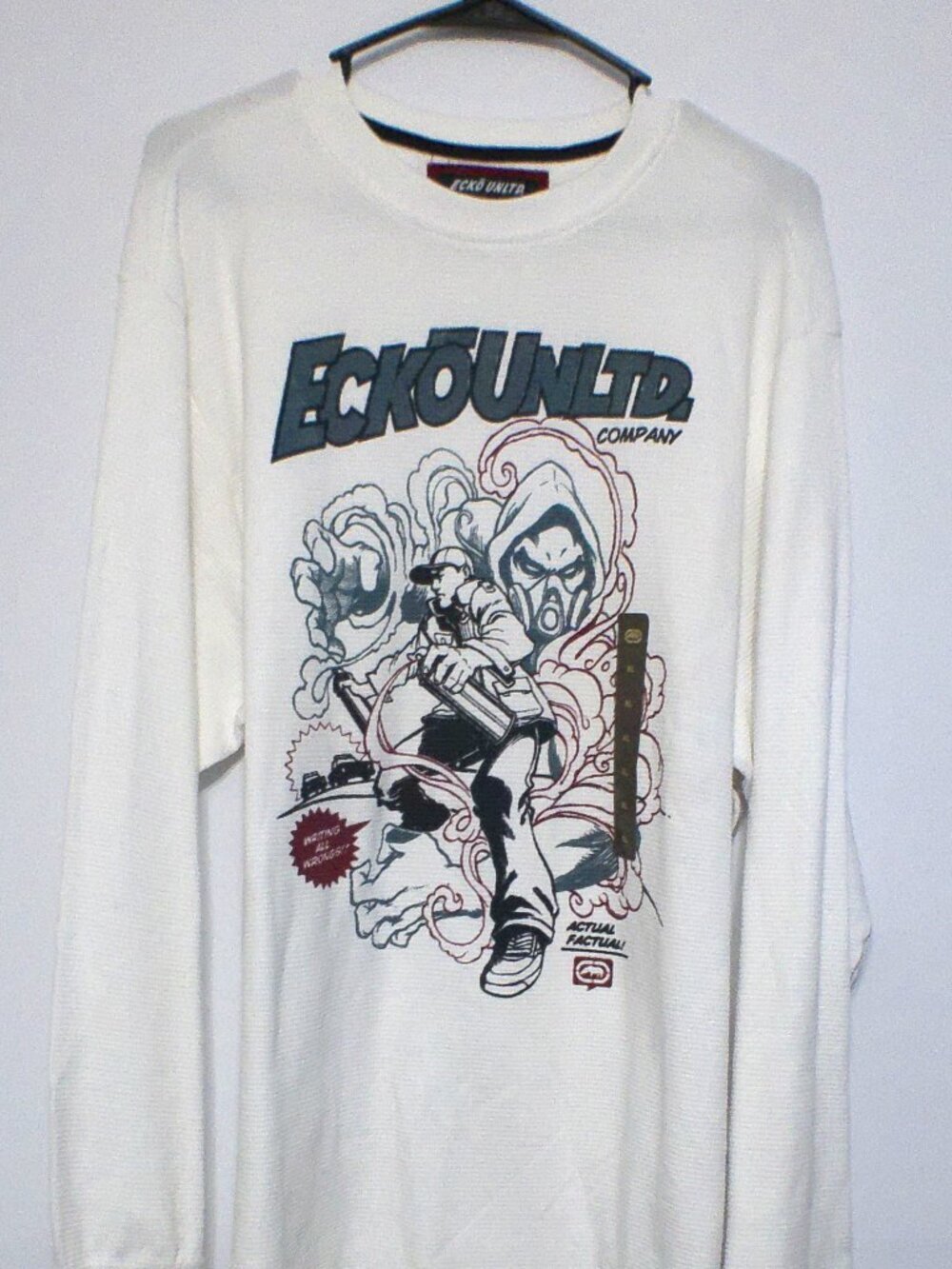 Ecko Unltd Long Sleeve Shirt Men’s Size L White Graphic 100% Cotton NWT Y2K